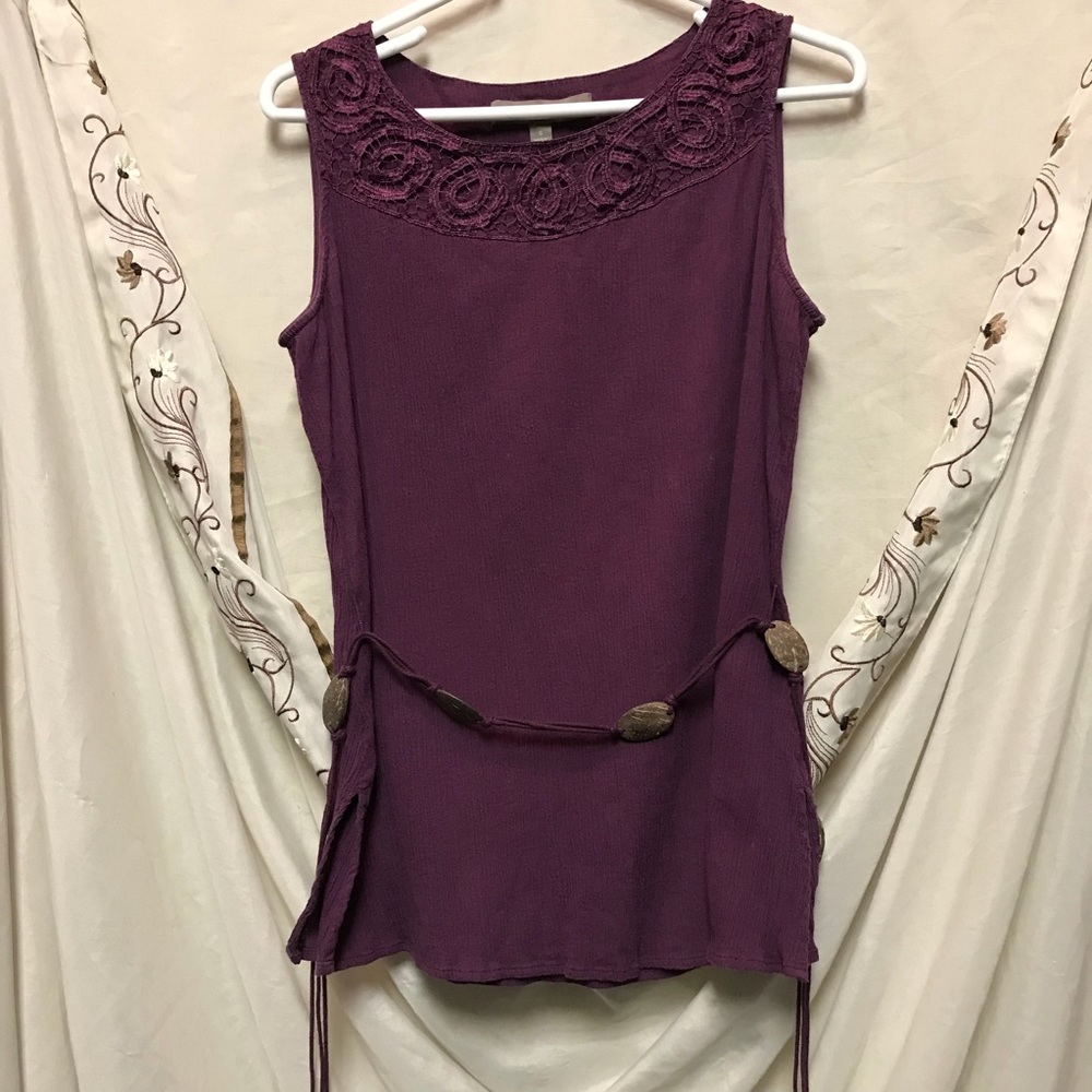 Plum Tank Top w/Belt & Lace by croft & barrow